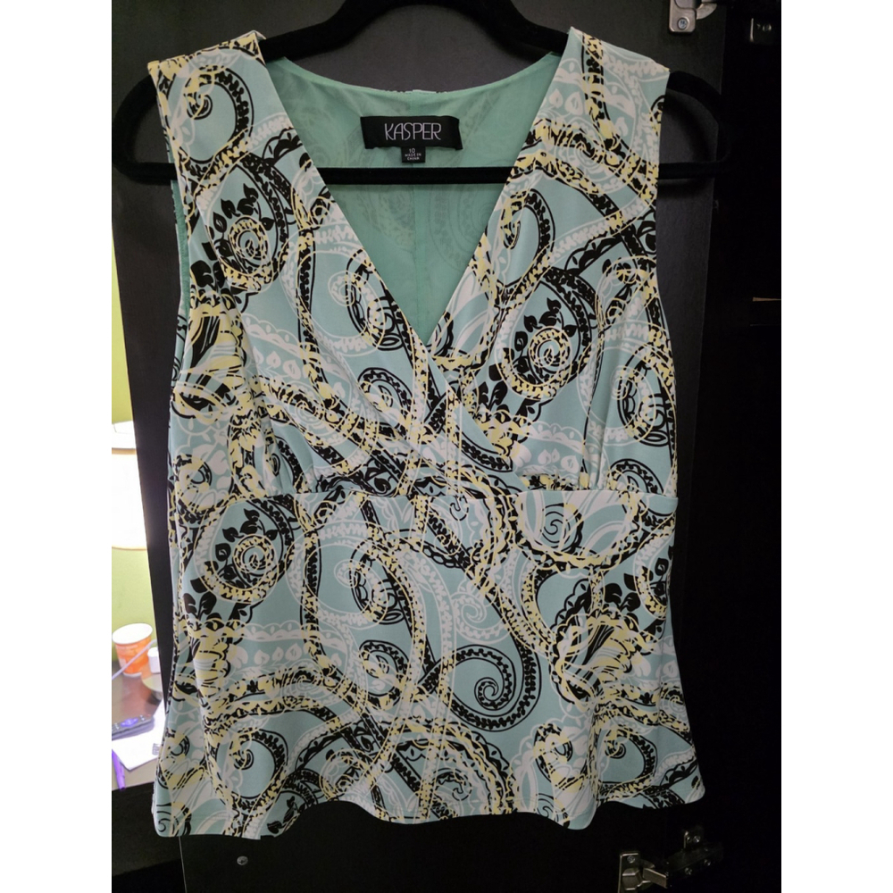 ❣️Final Drop❣️Kasper Sleeveless Multicolor Blouse Sz 10 V Neck Paisley EUC